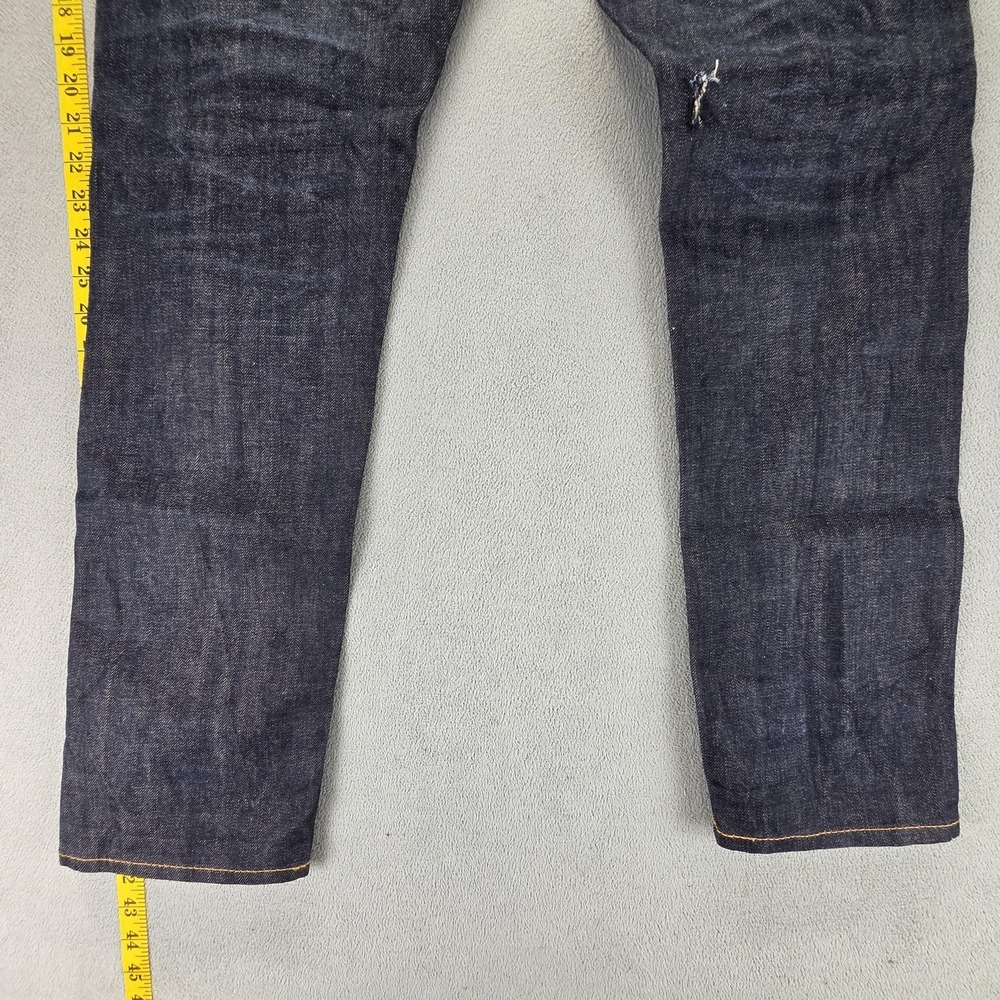Selvedge Jeans Mens Blue Dark Wash Honeycomb Button Fly ModNine Fits 34x32 - Picture 13 of 16